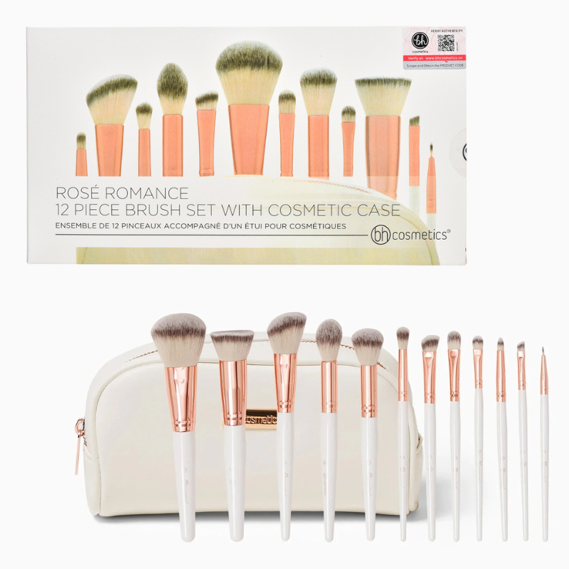 Bộ Cọ Trang Điểm 12 Cây BH COSMETICS Rose Romance BHBO02