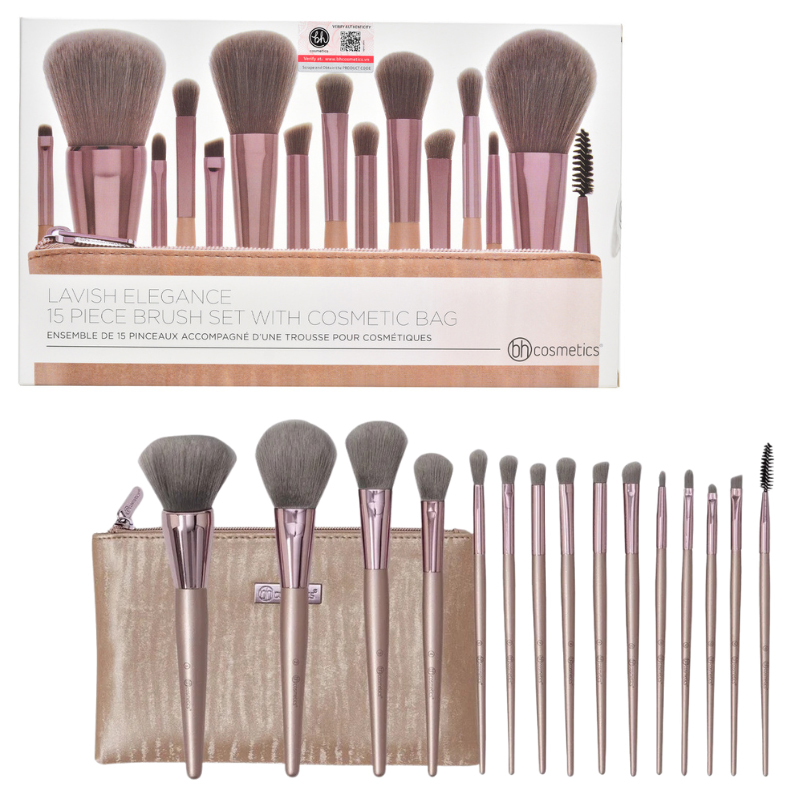 Bộ Cọ Trang Điểm Chuyên Nghiệp 15 Cây BH COSMETICS Lavish Elegance BHBO01.1