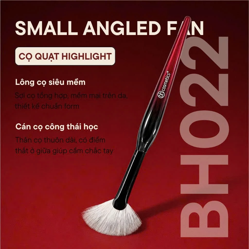 Cọ quạt xéo highlight tán phấn setting BH Cosmetics SMALL ANGLED FAN BH022