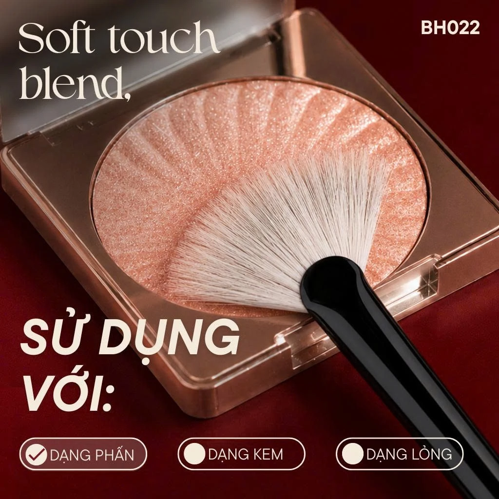 Cọ quạt xéo highlight tán phấn setting BH Cosmetics SMALL ANGLED FAN BH022