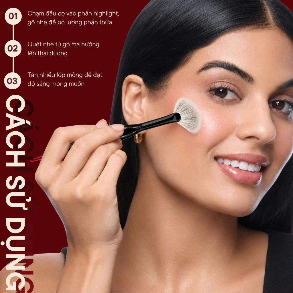 Cọ quạt xéo highlight tán phấn setting BH Cosmetics SMALL ANGLED FAN BH022