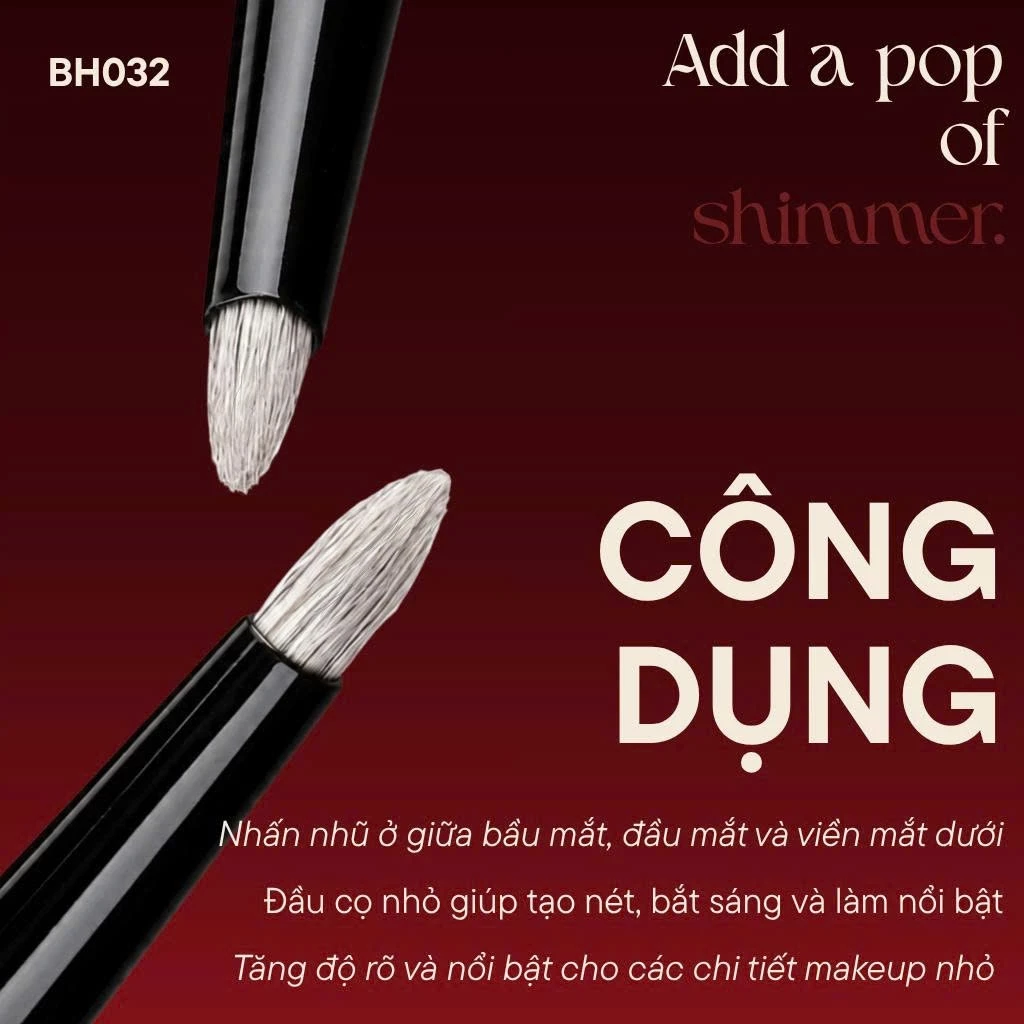 Cọ Che Khuyết Điểm Đầu Nhọn - Cọ Tô Sáng Bọng Mắt BH COSMETICS Small Pencil Brush BH032