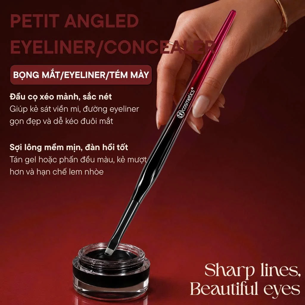 Cọ Kẻ Mày Eyeliner BH Cosmetics Vẽ Bọng Mắt Nét Mảnh Dùng Cho Chuyên Nghiệp Petit Angled Eyeliner/Concealer Brush BH034