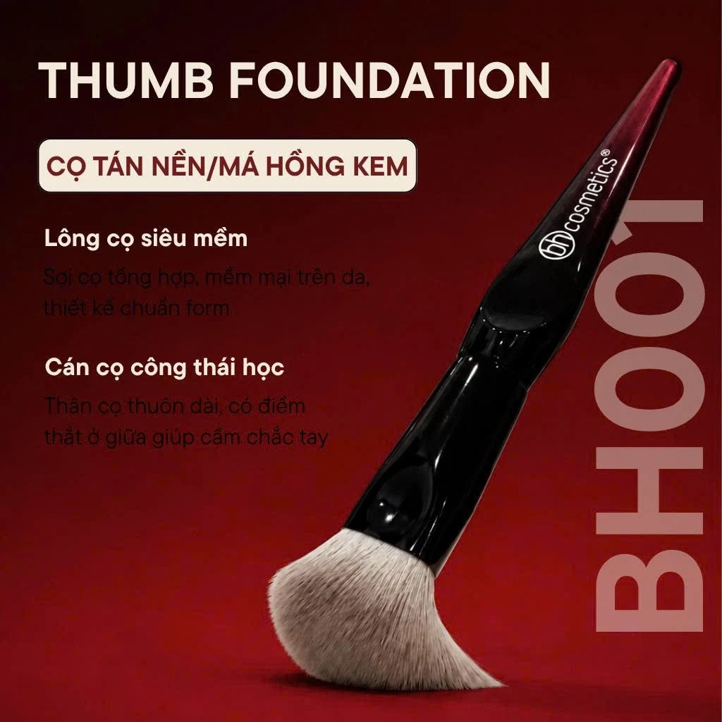 Cọ trang điểm má hồng kem tán nền đầu vát cao cấp BH Cosmetics Thumb Foundation BH001